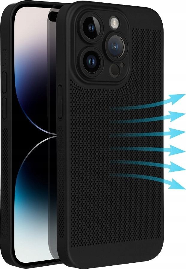 Këllëf telefoni Breezy për Samsung Galaxy A55 5G, plastik, ajrosës, i zi