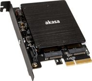 Adapter për SSD Akasa AK-PCCM2P-03, PCIe x4, 2x M.2 NVMe dhe SATA, me RGB