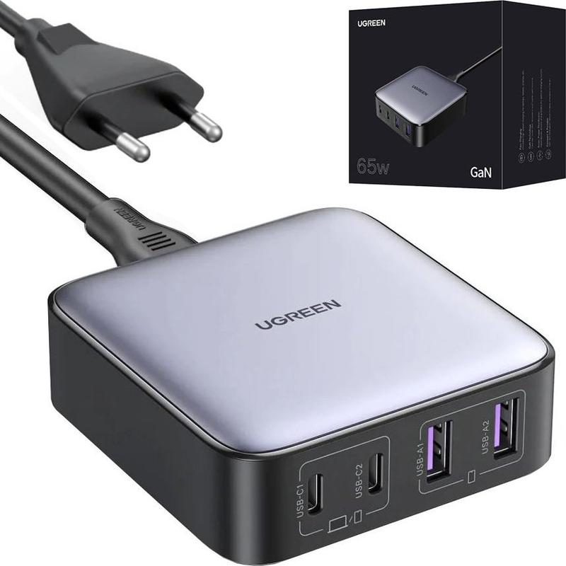 Karikues muror Ugreen CD327 Nexode, 65W, 2x USB C, 2x USB A, gri
