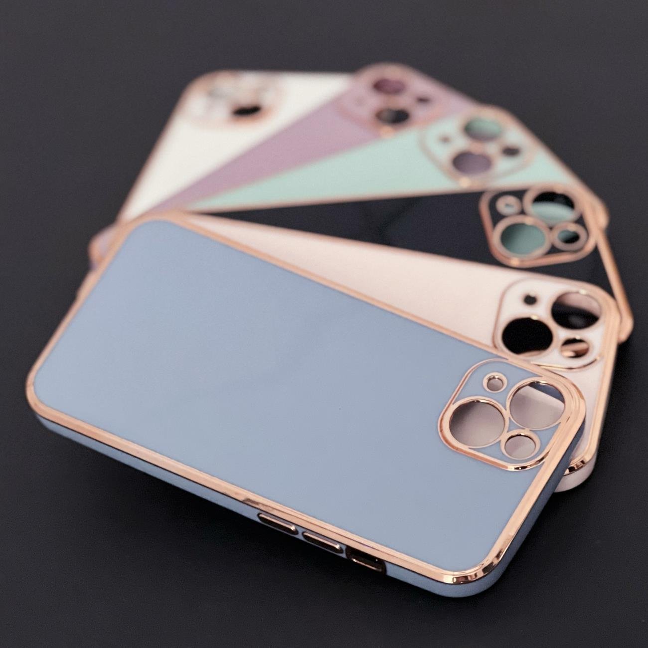 Këllëf xheli Hurtel Lighting Color Case për Xiaomi Redmi Note 11, kornizë e artë, ngjyrë mente
