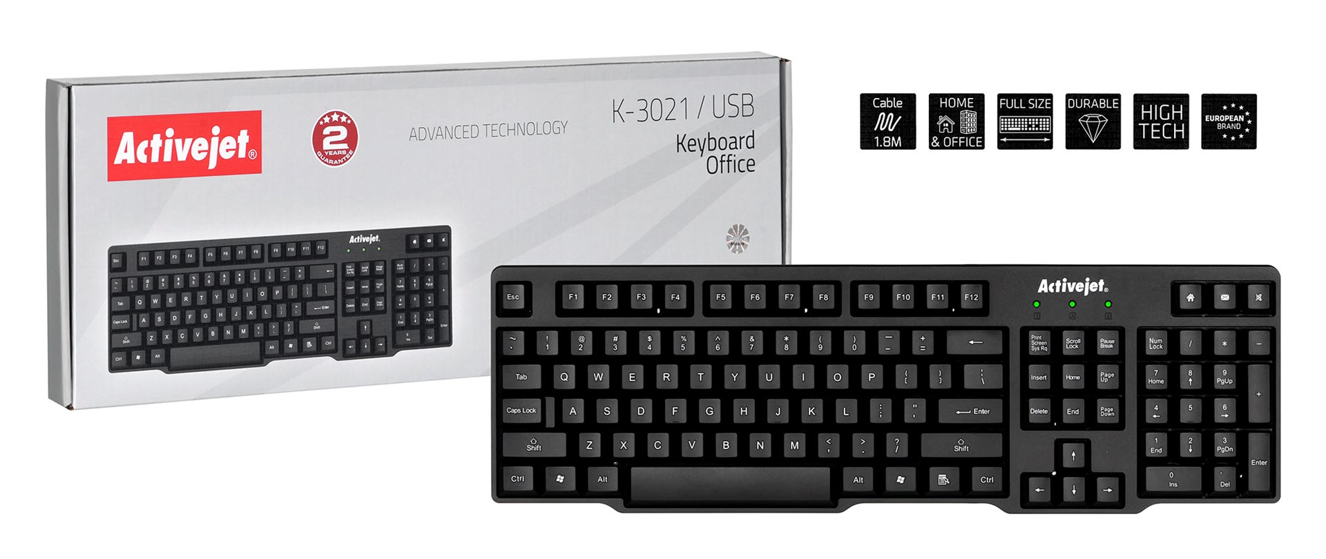 Tastierë Activejet K-3021, USB, e zezë