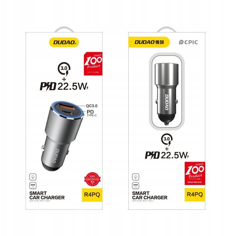 Karikues makine Dudao R4PQ, USB dhe USB C, 22.5W, gri