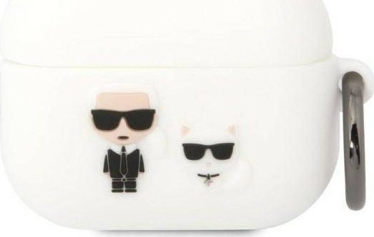 Kuti mbrojtëse Karl Lagerfeld Karl & Choupette, silikon, për AirPods Pro, e bardhë