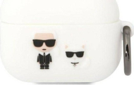Kuti mbrojtëse Karl Lagerfeld Karl & Choupette, silikon, për AirPods Pro, e bardhë
