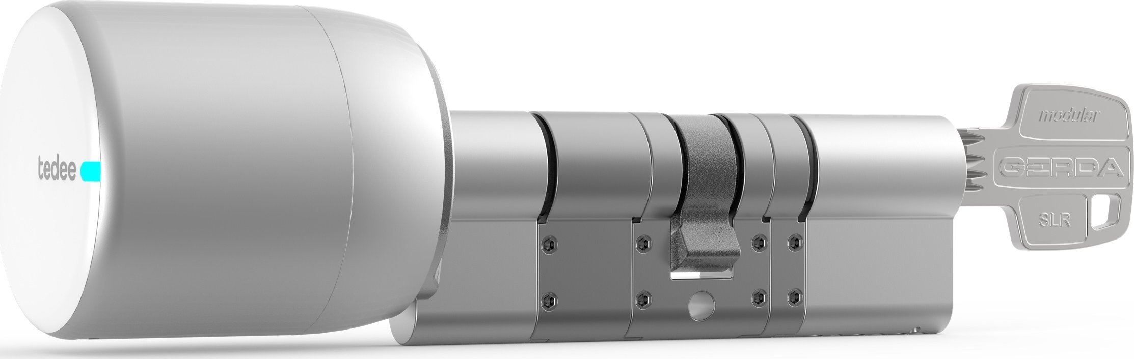 Cilindër bravë GERDA SLR Type C për Tedee, 30–61mm 37–68mm, klasa e sigurisë 6, argjend