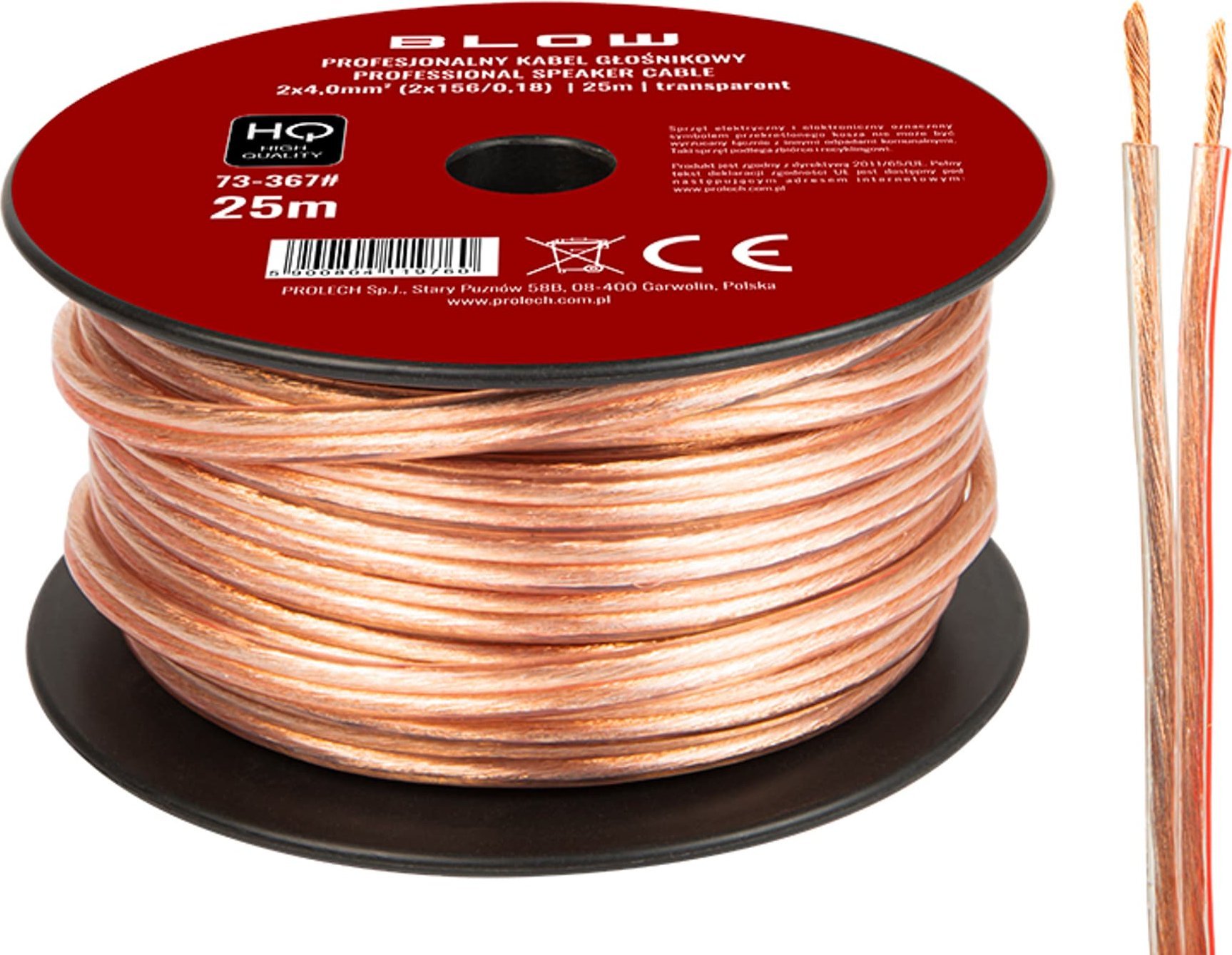 Kabllo audio Volume High, 2x4,00mm, 25m, transparente