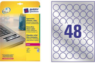 Etiketa vetëngjitëse Avery Zweckform L6129-20, diametër 30mm, 20 fletë, argjendtë