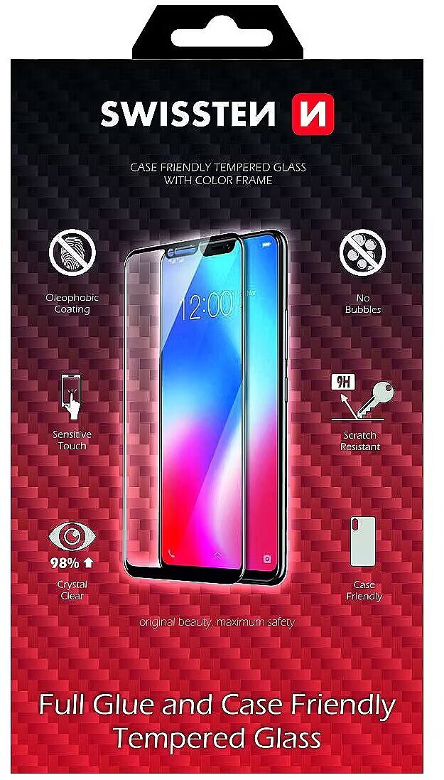 Stakll mbrojtës Swissten Case Friendly për Apple iPhone 14 Plus, xham i temperuar, i zi