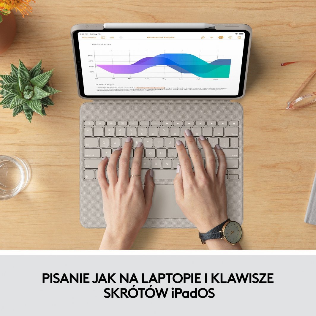 Tastierë Logitech Combo Touch për iPad Pro 12.9 inç (gjenerata 5 dhe 6), SAND, e verdhë ranore