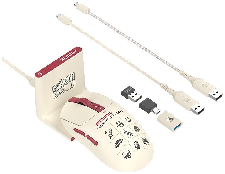 Maus lojërash Bloody R72 Ultra Duo, pa kabllo dhe me kabllo, 20000 DPI, i kuq