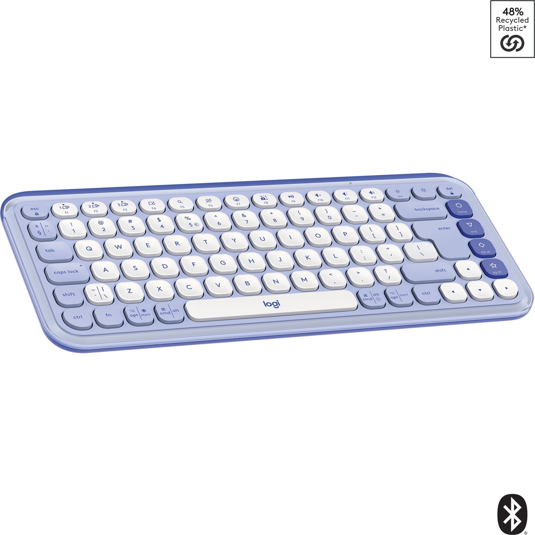 Tastierë Logitech POP Keys, Bluetooth, kompakte, lejla dhe e bardhë