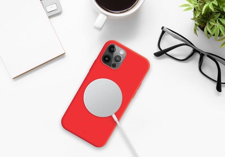 Mbrojtëse silikoni FIXED MagFlow për iPhone 12/12 Pro, MagSafe, e kuqe