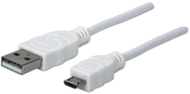 Kabllo USB 2.0 A në Micro USB, 0.3 m, e bardhë