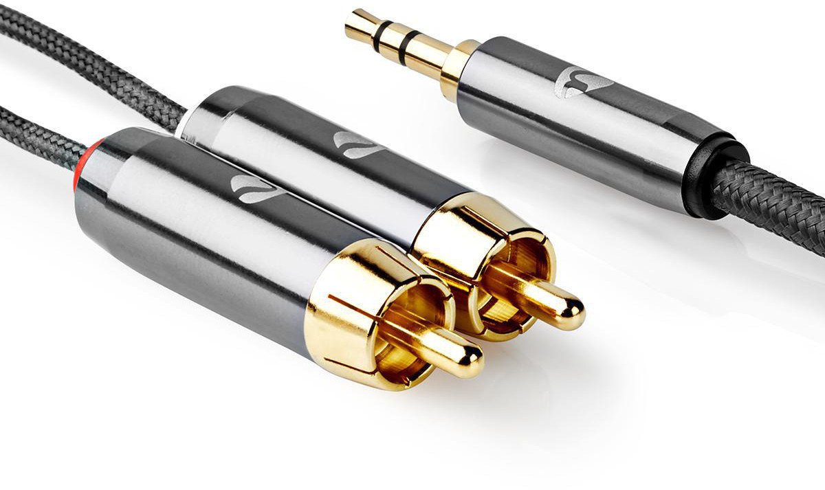 Kabllo audio Nedis Profigold, 5m, 2x RCA në 3.5mm, stereo