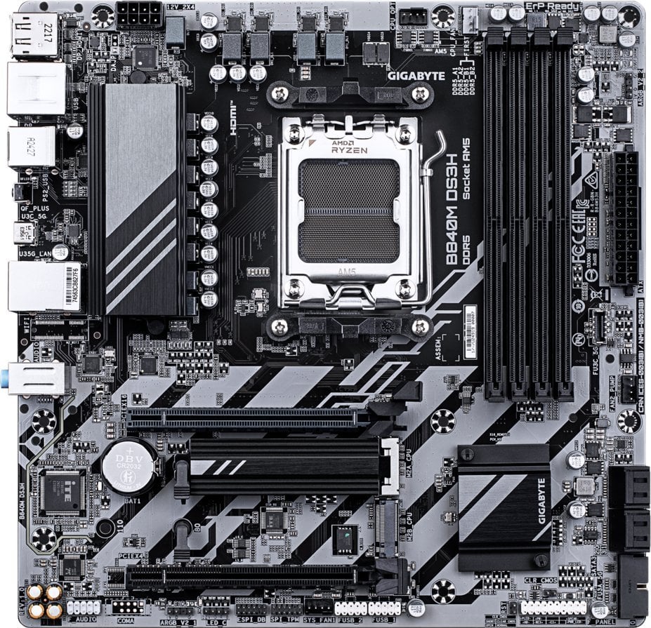 Pllakë amë Gigabyte B840M DS3H, DDR5, 2x M.2 PCIe 4.0, e zezë