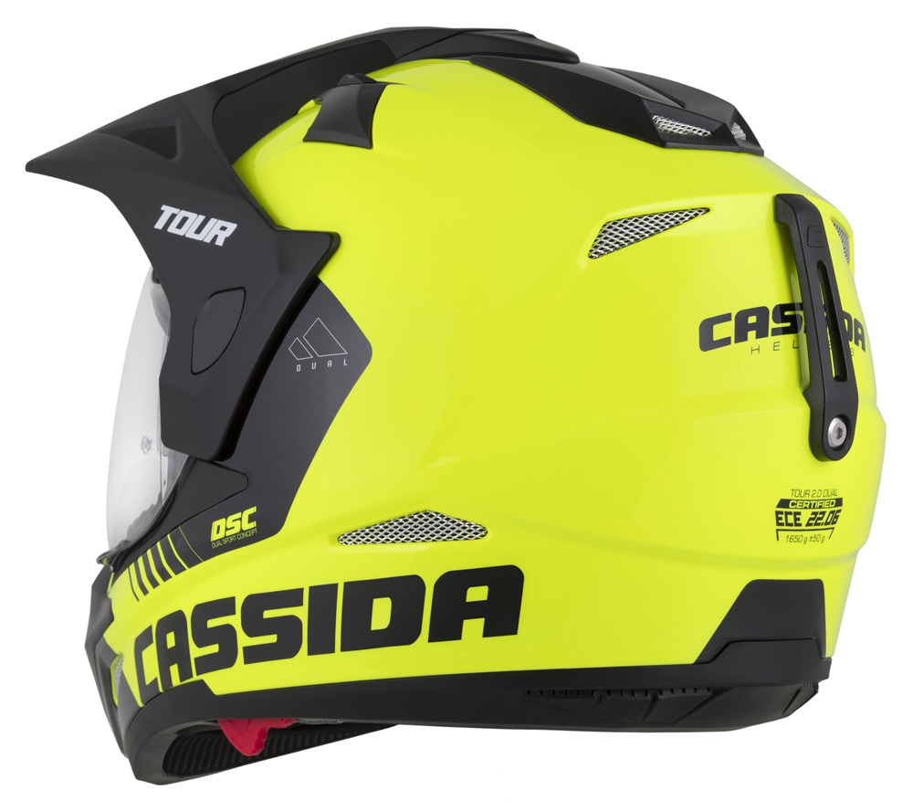 Helmetë moto CASSIDA Tour 2.0 Dual, ECE 22.06, Pinlock ready, e verdhë fluo e zezë mat