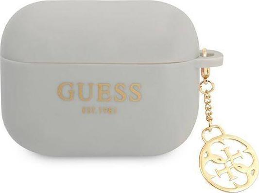 Këllëf silikoni Guess Protective Silicone Charm 4G Collection për AirPods Pro, gri