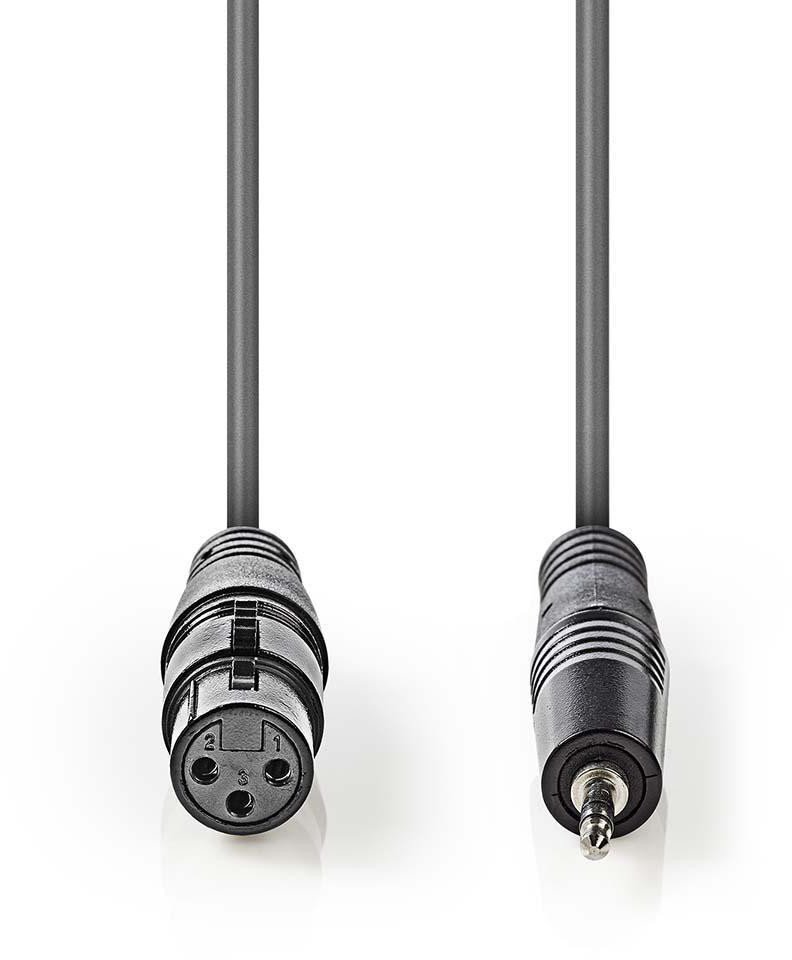Kabllo audio Nedis OnStage, XLR 3 pin femër në 3.5 mm mashkull, 1m, gri