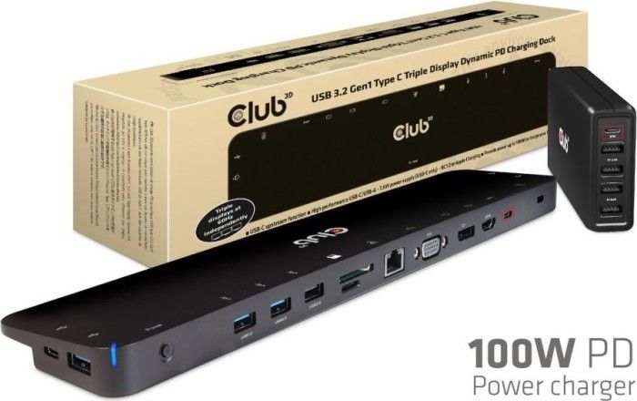 Replikues i porteve Club 3D ChargingDock CSV-1564W100), 1x HDMI, 3x USB 3.0