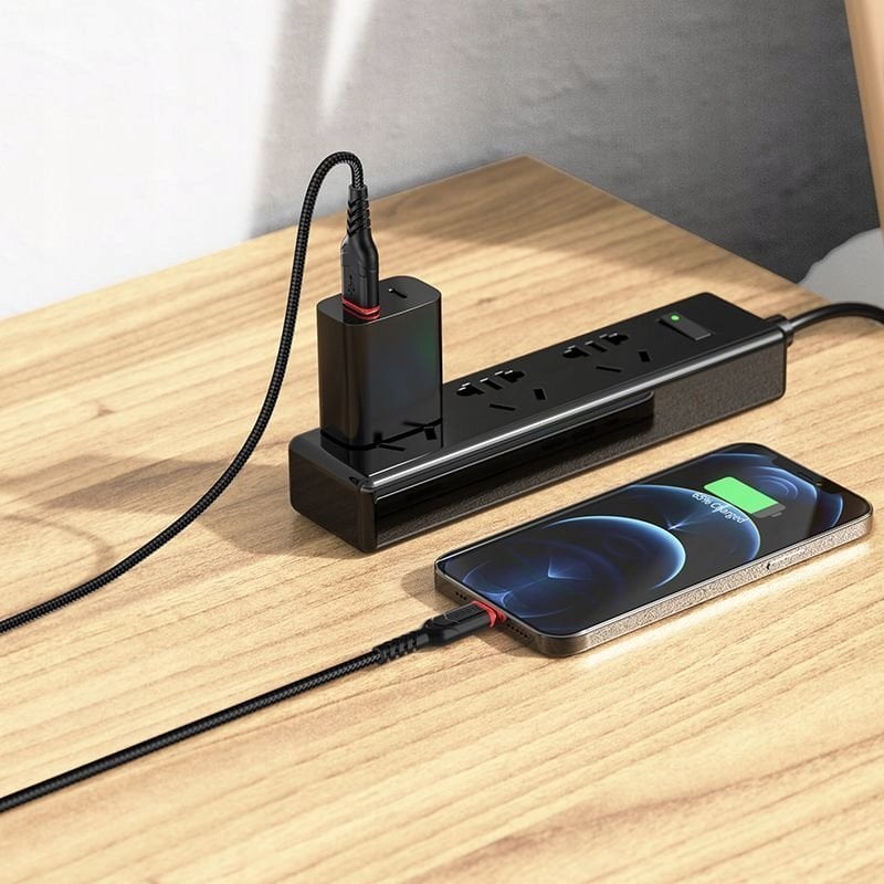 Kabllo USB Hoco X59, USB A në Lightning, 3m, 2.4A, e zezë