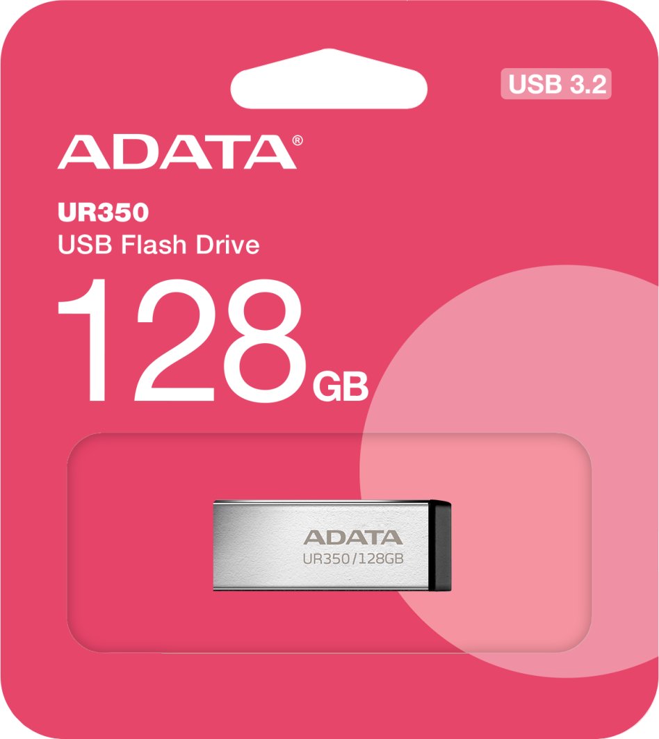 USB Memorie ADATA UR350, 128GB, USB 3.2 Gen 1, e zezë/argjend