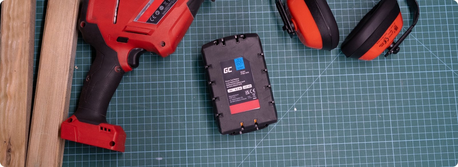 Bateri për vegla pune Green Cell M18 B5 GC PTML18V5, 18V, 5.0Ah, e zezë