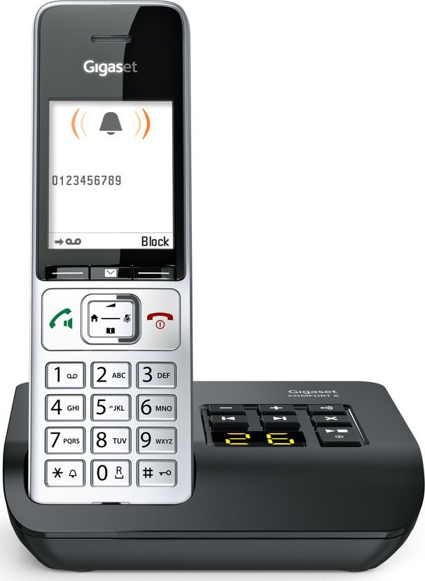 Telefon pa tel Gigaset COMFORT 500A, analog DECT, sekretari telefonike, i zi argjendtë