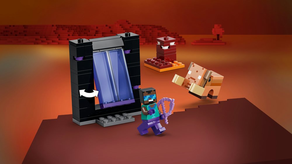 Set lodrash LEGO Minecraft Nether & End Portal Journey, ndërtim kreativ, shumëngjyrësh