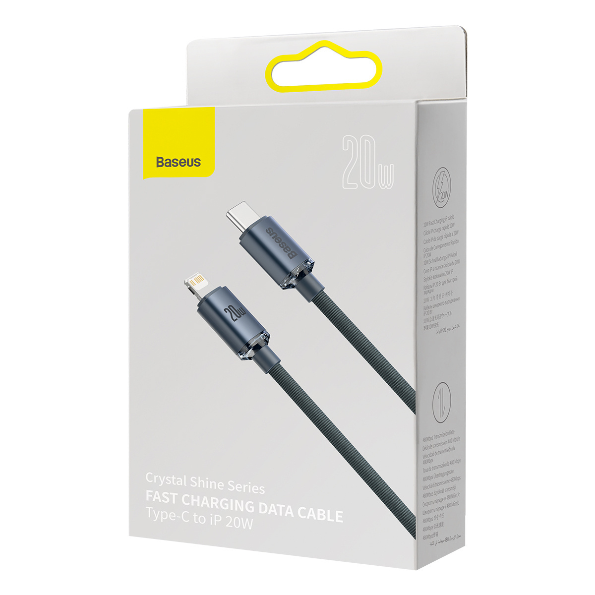 Kabllo karikues Baseus USB C në Lightning, 2 m, 20W, e zezë