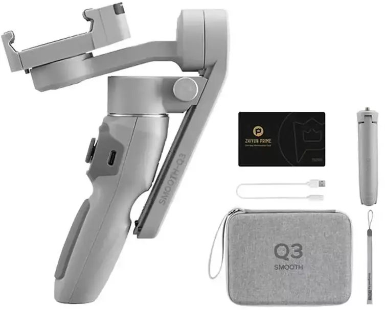 Gimbal për smartphone Zhiyun Smooth Q3 Combo, me dritë LED, tripod, gri