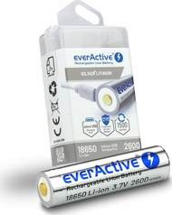 Bateri rikarikueshme EverActive 18650, 2600mAh, Li ion 3.7V, me micro USB