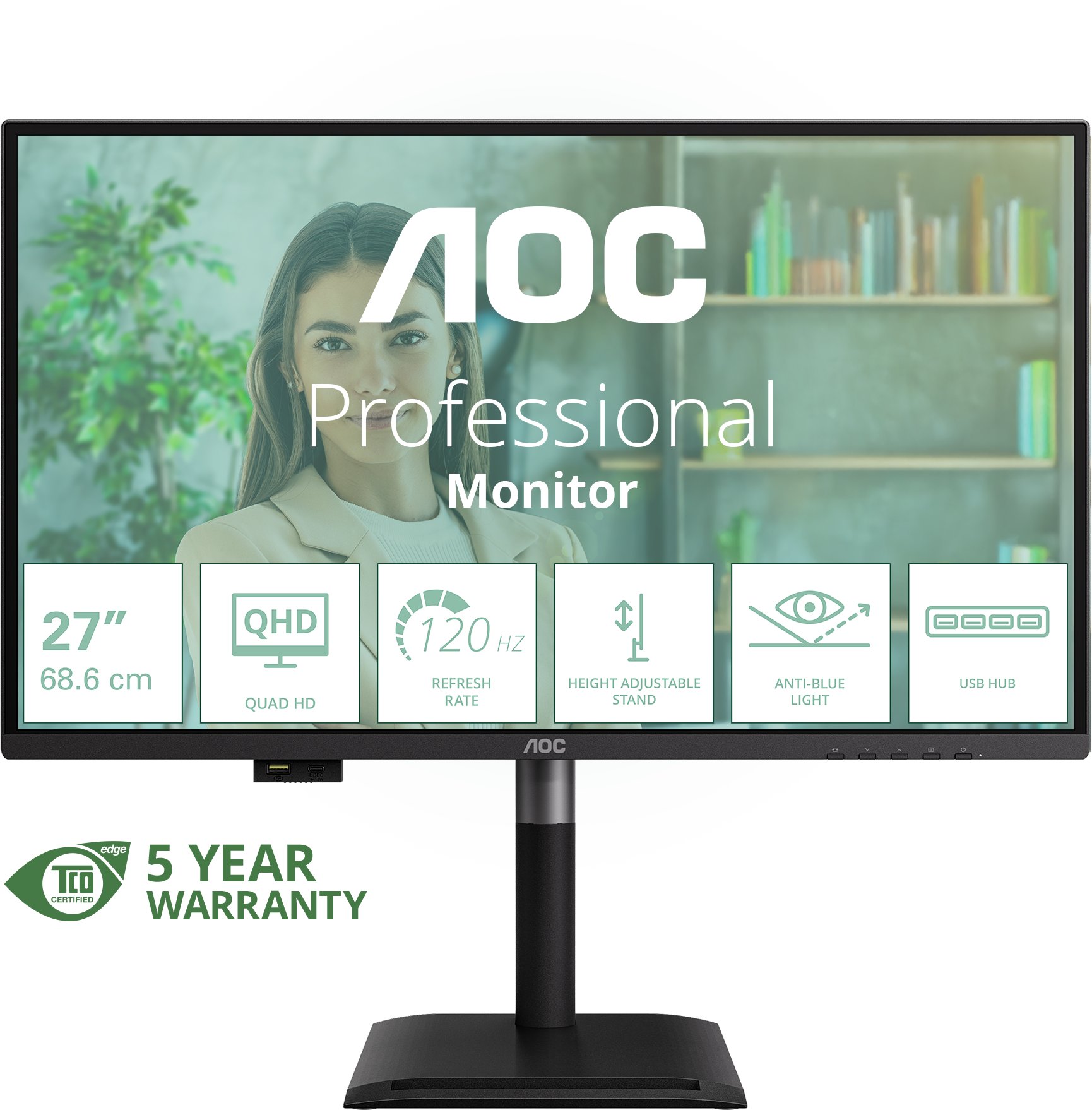 Monitor AOC Q27P4U, 27", QHD 2560 x 1440, 120Hz, i zi
