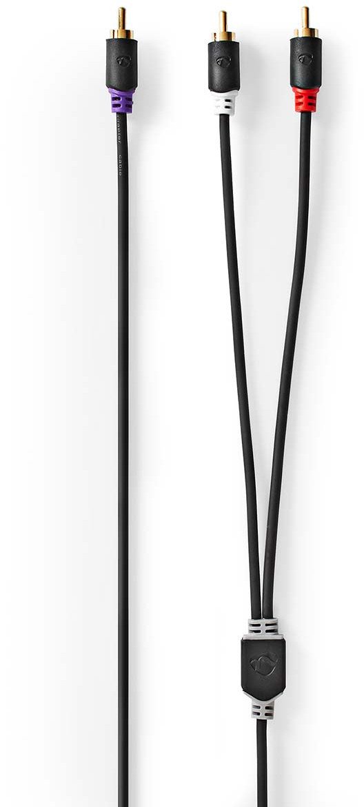 Kabllo subwoofer Nedis, RCA 2x mashkull në 1x mashkull, 3 m, anthracite
