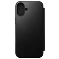 Futrollë lëkure Nomad Modern Leather Folio për iPhone 16 Plus, me hapësira për karta, mbyllje magnetike, e zezë