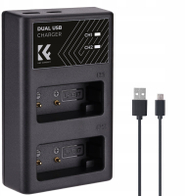 Karikues baterish për kamera K&F Concept Dual-Channel LED, për LP-E17, me kabllo Type-C, i zi