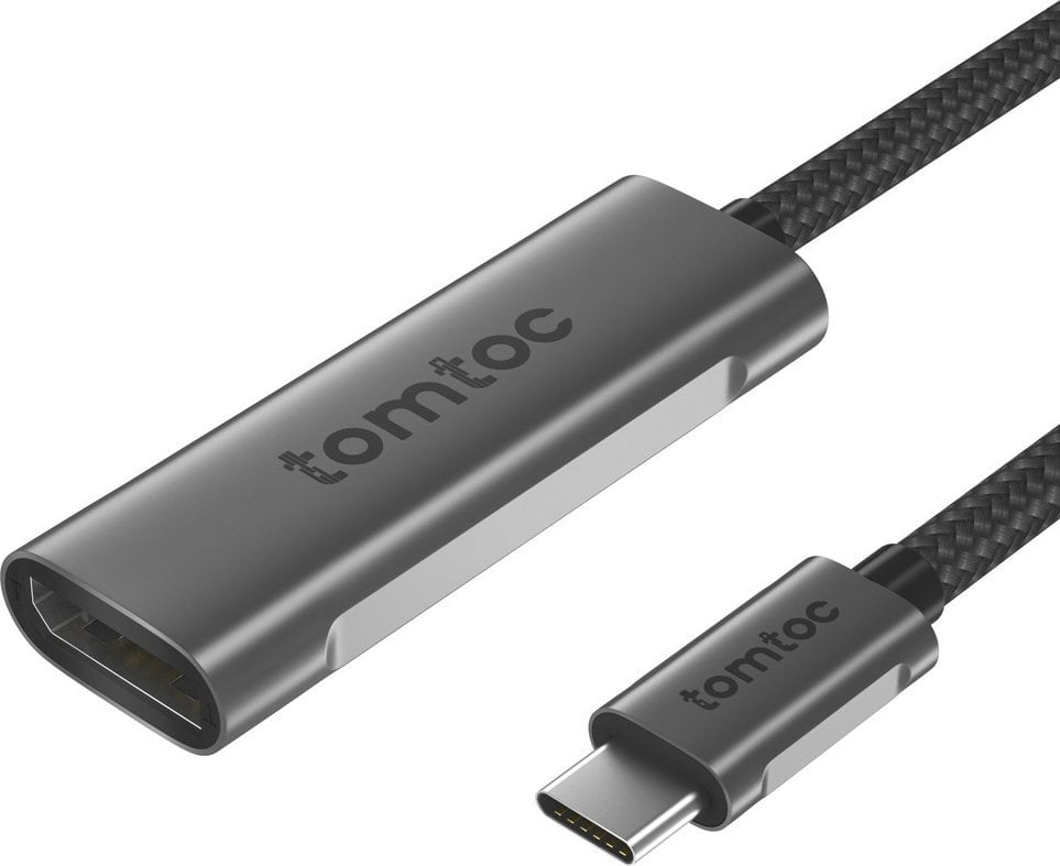 Adapter USB-C në DisplayPort Tomtoc, 20cm, 8K, gri