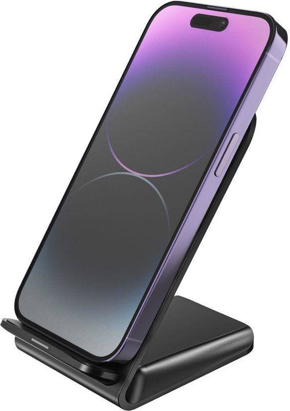 Karikues wireless Tech-Protect Qi15W-S2, 15W, me bazë mbajtëse, i zi