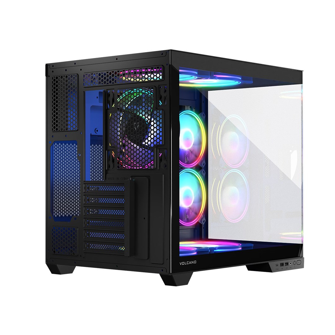 Kuti gaming Modecom Volcano Panorama Apex ARGB 3F, ATX, me xham të temperuar, gri