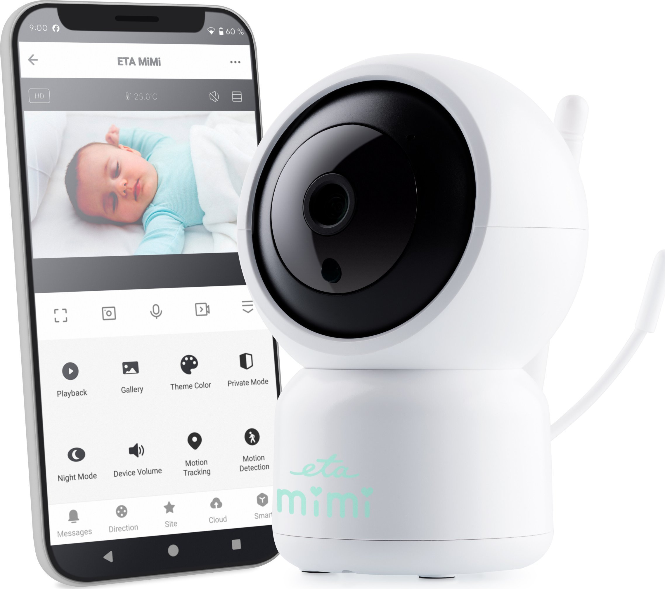 Baby monitor ETA MIMI 630690000, kamerë fleksibël, video dhe audio, i bardhë