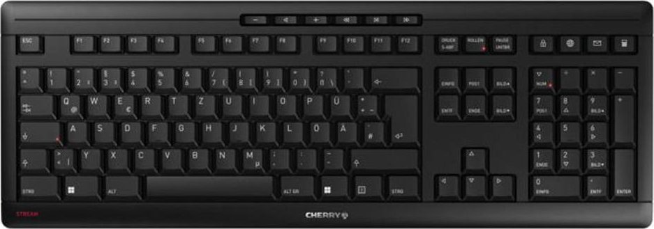 Tastierë CHERRY Stream Wireless, RF 2.4 GHz, layout gjerman QWERTZ, e zezë