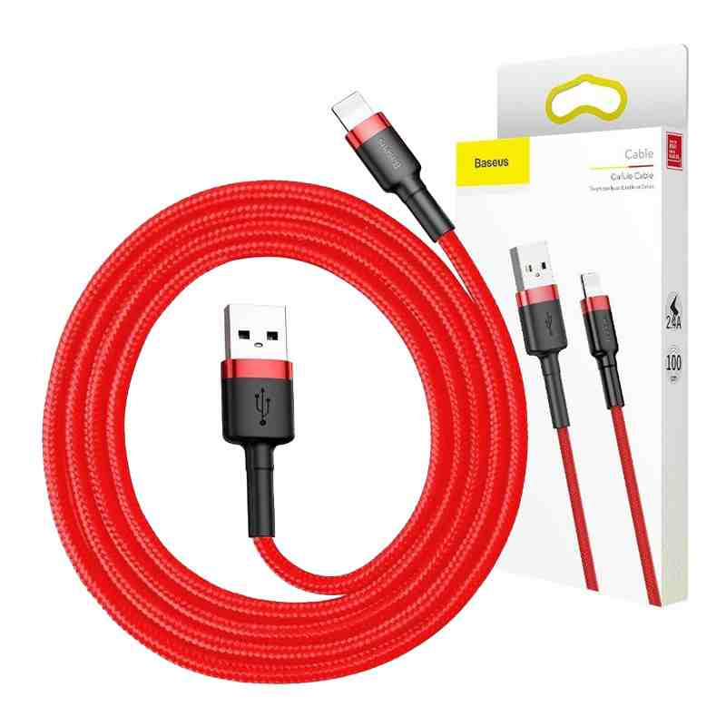 Kabllo USB Baseus USB A në Lightning, 0.5 m, 2.4A, e kuqe