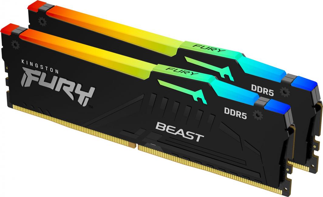 Memorie Kingston Fury Beast RGB, DDR5, 16 GB, 6000 MHz, CL40, KF560C40BBAK2-16