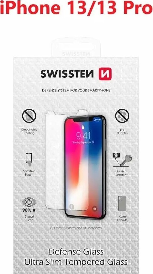 Mbrojtës ekrani Swissten për Apple iPhone 13 13 Pro, xham 9H, 0.3mm, transparent