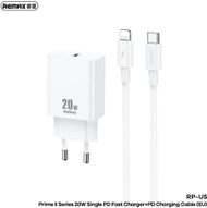 Мрежен полнач Remax Prime II Series RP-U5, 20W PD, со кабел USB-C Lightning 1m, бел