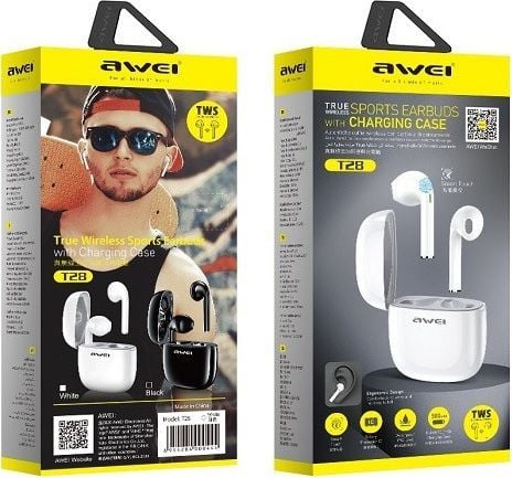 Kufje pa tela Awei T28 TWS, Bluetooth 5.0, IPX4, të zeza