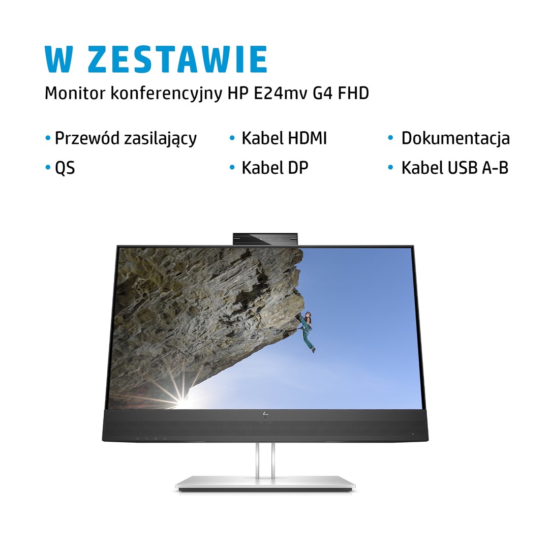 Monitor HP E24mv G4, 23.8", FHD, IPS, kamerë, i zi/i argjendtë
