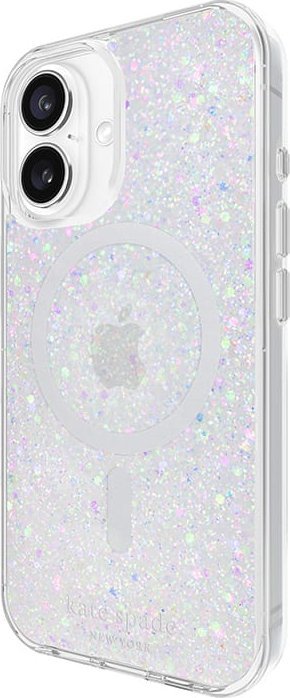 Заштитна маска за телефон Kate Spade New York Chunky Glitter MagSafe, за iPhone 16, транспарентна со сјај