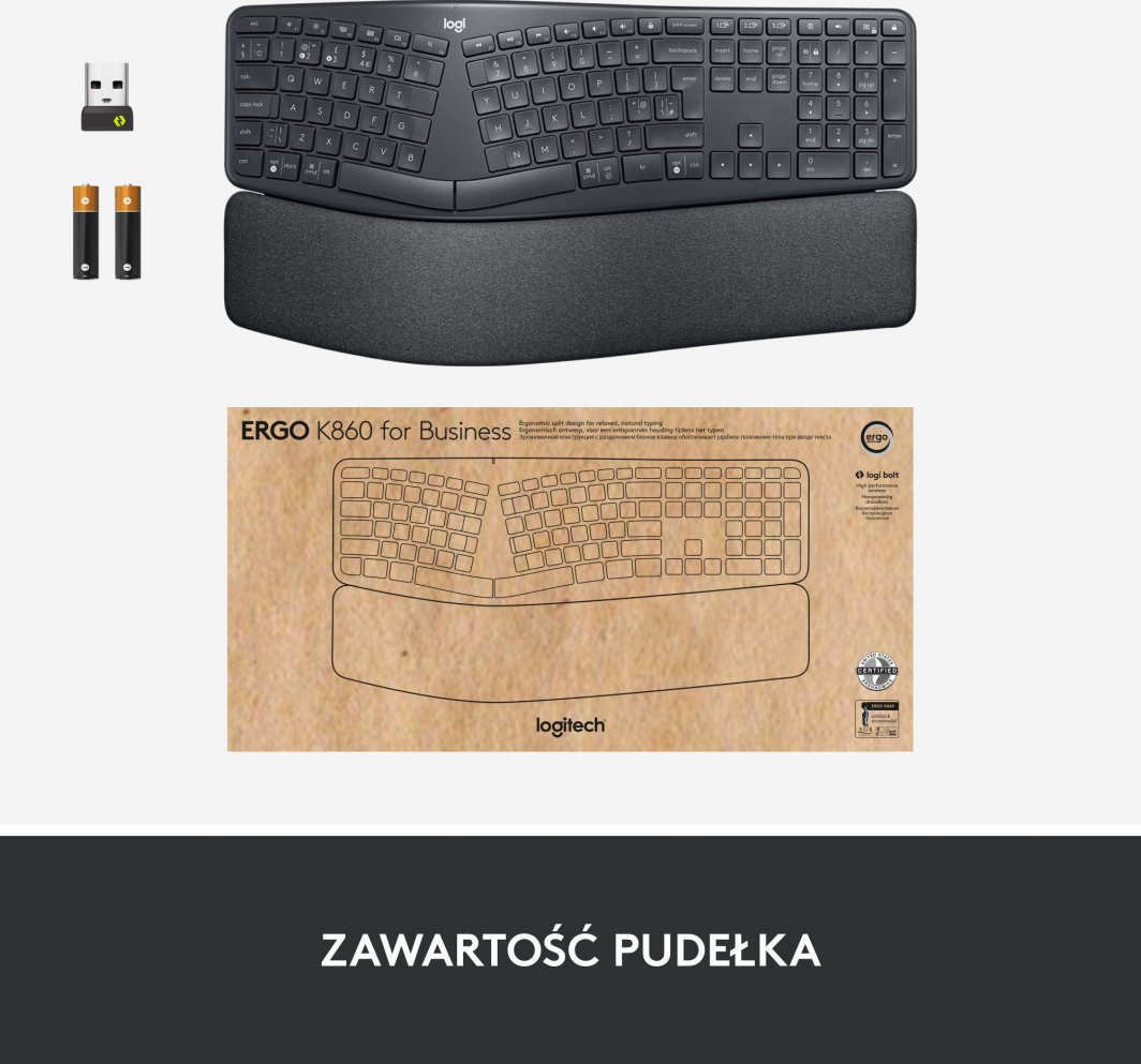 Tastierë Logitech Ergo, wireless, US INTL, grafit