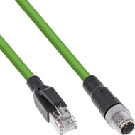 Индустриски мрежен кабел InLine, M12 8-пин X-кодирано во RJ45, Cat6A 2m, сива