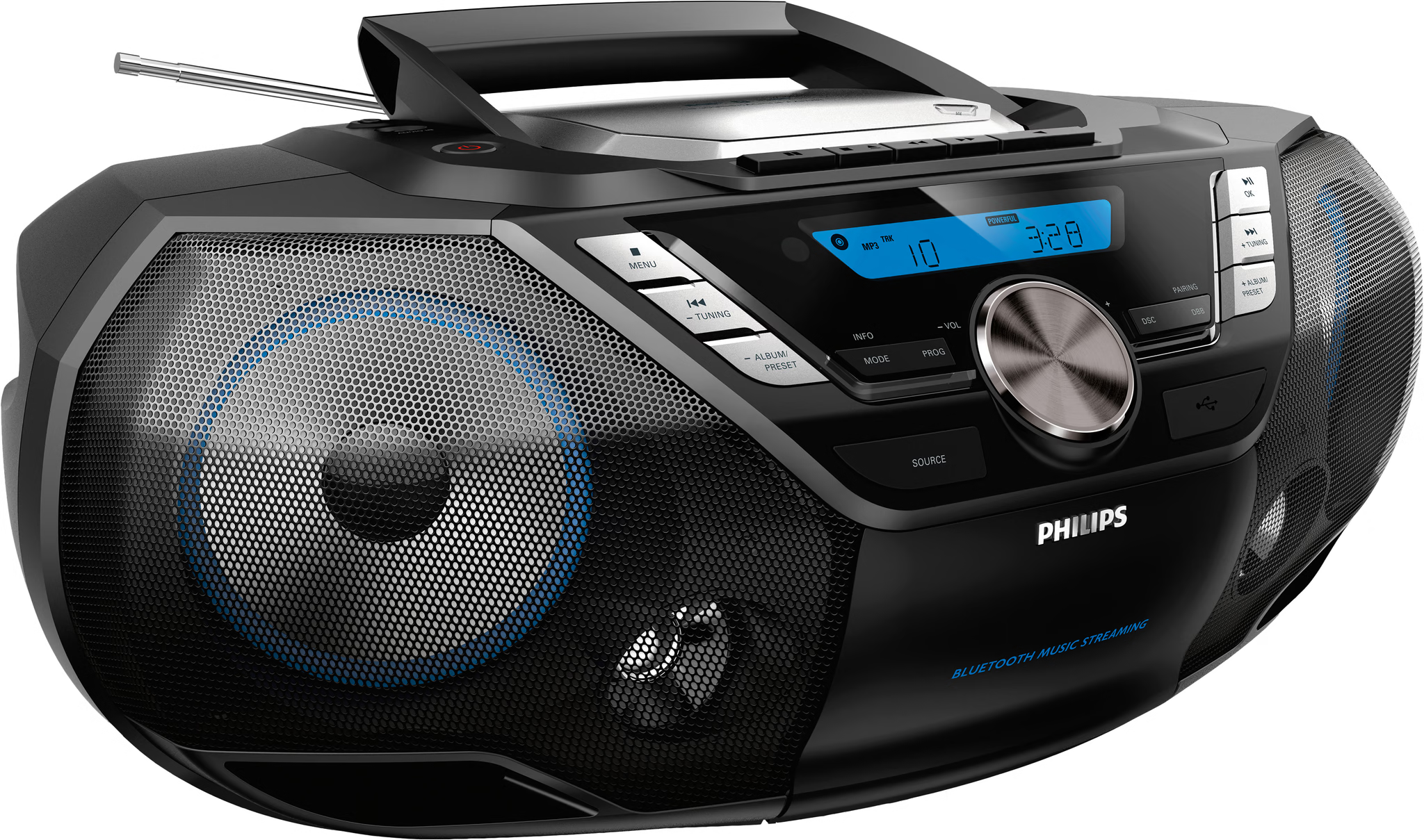 Radio Philips AZB798T/12, CD, FM Bluetooth Dab+ Bass AUX, e zezë